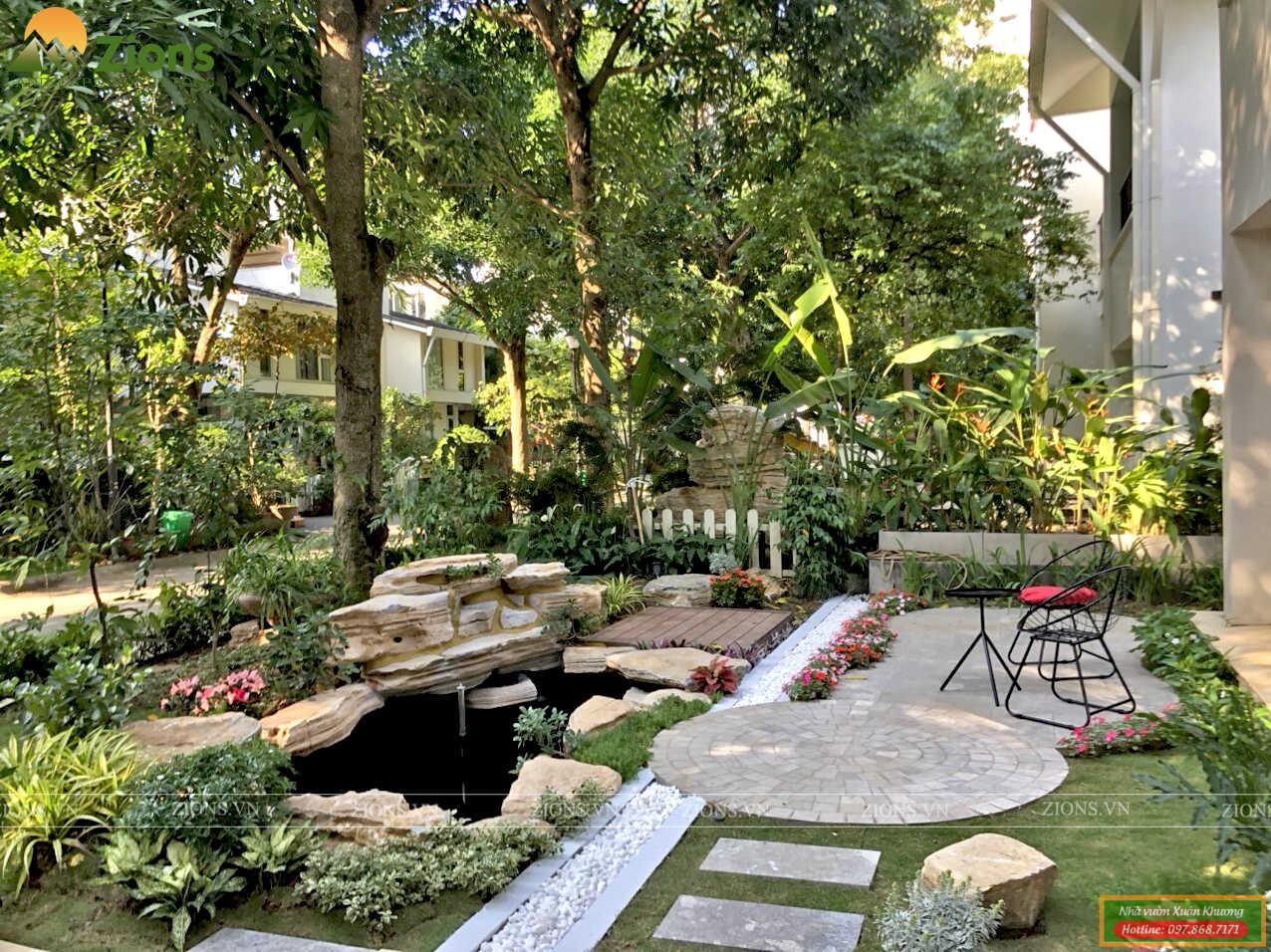thiết kế thi caaong sân vườn - nhà vườn xuân khương (1)